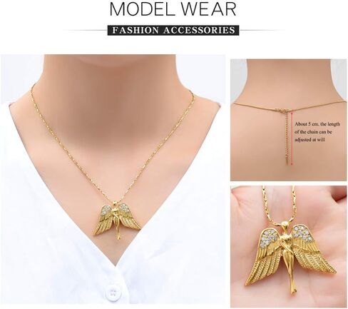 مجوهرات Imrsanl Cremation مع قلادة Angel Lady Charm Locket التذكارية من الرماد - قلادة جرة لأجنحة الرماد مجوهرات تذكارية للنساء والفتيات in Saudi Arabia