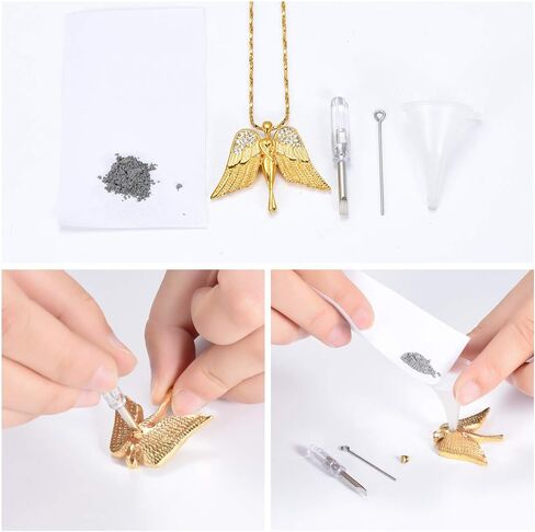 مجوهرات Imrsanl Cremation مع قلادة Angel Lady Charm Locket التذكارية من الرماد - قلادة جرة لأجنحة الرماد مجوهرات تذكارية للنساء والفتيات in Saudi Arabia