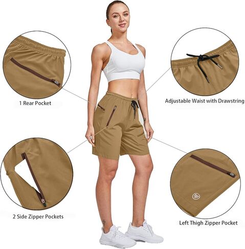 ChinFun Women's Stretch Cargo Shorts Lightweight Hiking Shorts Quick Dry Outdoor Shorts Water Resistant with 6 Pockets in Kuwait