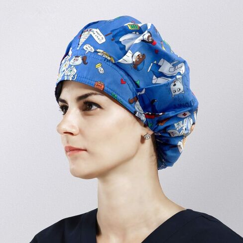 XINFU 1pc Women's Bouffant Work Cap for Long Hair Ladies in Kuwait