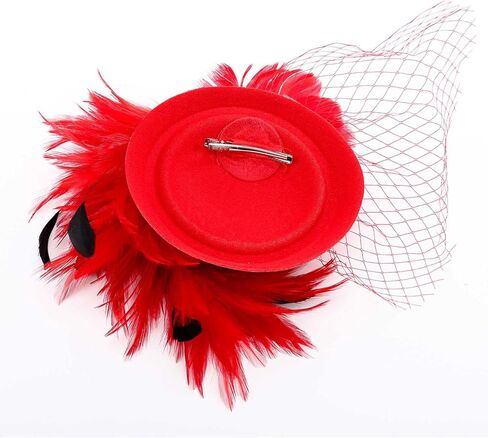 خمر الفاسناتور 20s 50s ديربي قبعة زهرة الحجاب علبة مستديرة قبعة شعر ريشي اصطناعي مشبك عقال حفل زفاف الشاي قبعة للنساء in Kuwait