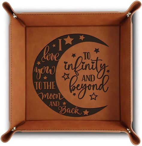 Bella Busta- I Love You to The Moon and Back -Engraved Leather Valet Tray-Valentines day gift -gift for wife-gift for husband (Rawhide) in Saudi Arabia