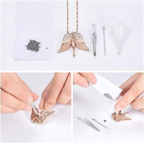 مجوهرات Imrsanl Cremation مع قلادة Angel Lady Charm Locket التذكارية من الرماد - قلادة جرة لأجنحة الرماد مجوهرات تذكارية للنساء والفتيات in Saudi Arabia