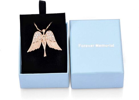 مجوهرات Imrsanl Cremation مع قلادة Angel Lady Charm Locket التذكارية من الرماد - قلادة جرة لأجنحة الرماد مجوهرات تذكارية للنساء والفتيات in Saudi Arabia