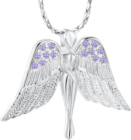 مجوهرات Imrsanl Cremation مع قلادة Angel Lady Charm Locket التذكارية من الرماد - قلادة جرة لأجنحة الرماد مجوهرات تذكارية للنساء والفتيات in Saudi Arabia
