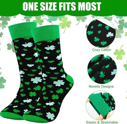 Tarpop 2 Pairs St. Patricks Day Socks Fun Irish Socks Black Green Shamrock Socks Dress Socks Men's Novelty Socks in Saudi Arabia
