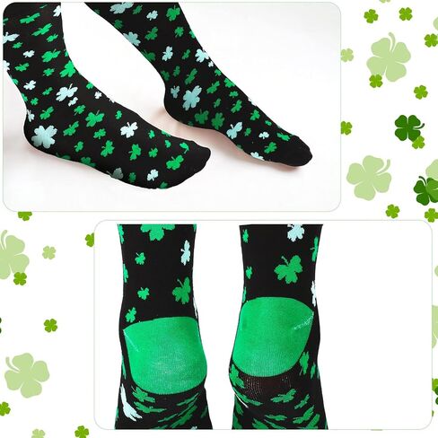 Tarpop 2 Pairs St. Patricks Day Socks Fun Irish Socks Black Green Shamrock Socks Dress Socks Men's Novelty Socks in Saudi Arabia