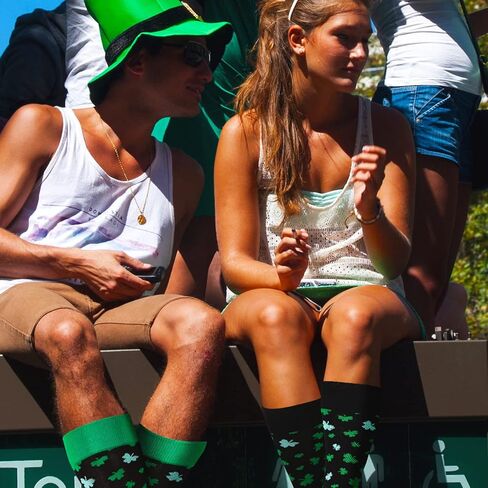 Tarpop 2 Pairs St. Patricks Day Socks Fun Irish Socks Black Green Shamrock Socks Dress Socks Men's Novelty Socks in Saudi Arabia