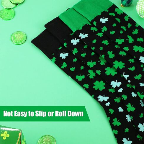 Tarpop 2 Pairs St. Patricks Day Socks Fun Irish Socks Black Green Shamrock Socks Dress Socks Men's Novelty Socks in Saudi Arabia
