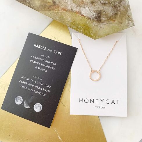 HONEYCAT Gold, Rose Gold, or Silver Mini Karma Open Circle Orbit Necklace | Minimalist, Delicate Jewelry in Saudi Arabia