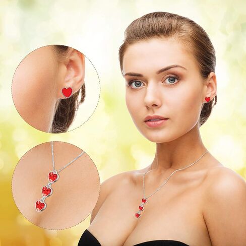 2 Pairs Red Interlocking Heart Dangle Drop Earrings Red Heart Stud Earrings for Women Valentine's Day Ear Jewelries in Saudi Arabia