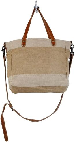 Myra Bag Sustainable Organic Fabric Market Bag Upcycled Cotton & Leather S-2887 in Saudi Arabia