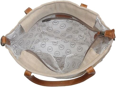 Myra Bag Sustainable Organic Fabric Market Bag Upcycled Cotton & Leather S-2887 in Saudi Arabia