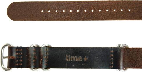 حزام ساعة تايم + 5 حلقات من الجلد الزيتي بنمط عسكري - اختر اللون والعرض 18 مم، 20 مم، 22 مم in Kuwait