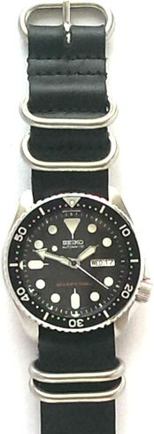 حزام ساعة تايم + 5 حلقات من الجلد الزيتي بنمط عسكري - اختر اللون والعرض 18 مم، 20 مم، 22 مم in Kuwait