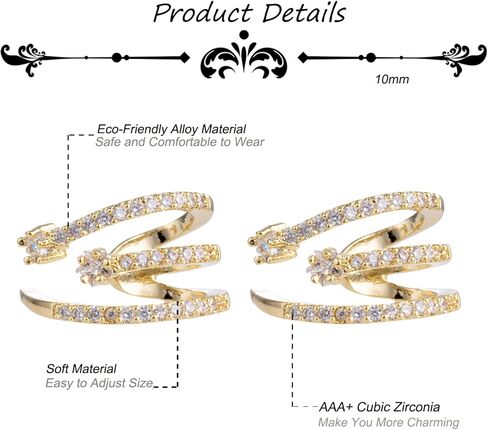 حلق أذن من LOREMOW مكون من قطعتين للنساء والفتيات المراهقات وأساور أذن ثلاثية غير مثقوبة على أقراط ومشابك للأذن in Kuwait