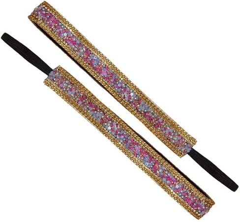 Sweaty Bands Womens Girls Headband - Non-Slip Velvet-Lined Sparkle Hairband - Bling Jewel Junkie Pink 7/8-Inch in Saudi Arabia