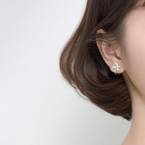 SLUYNZ Sterling Silver CZ Butterfly Cuff Earrings for Women Teen Girls Butterfly Wrap Earrings Studs in Saudi Arabia