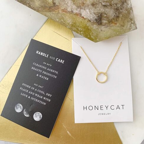 HONEYCAT Gold, Rose Gold, or Silver Mini Karma Open Circle Orbit Necklace | Minimalist, Delicate Jewelry in Saudi Arabia