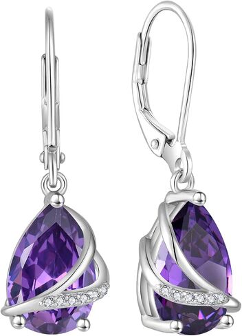 Rocayi Birthstone Dangle Drop Earrings for Women 925 Sterling Silver Teardrop Leverback Earrings Christmas Birthday Mother's Day Jewelry Gifts for Wife Girlfriend Mother Daughter Her in Saudi Arabia