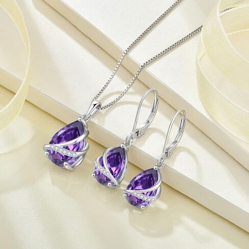 Rocayi Birthstone Dangle Drop Earrings for Women 925 Sterling Silver Teardrop Leverback Earrings Christmas Birthday Mother's Day Jewelry Gifts for Wife Girlfriend Mother Daughter Her in Saudi Arabia