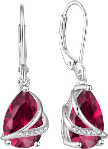 Rocayi Birthstone Dangle Drop Earrings for Women 925 Sterling Silver Teardrop Leverback Earrings Christmas Birthday Mother's Day Jewelry Gifts for Wife Girlfriend Mother Daughter Her in Kuwait