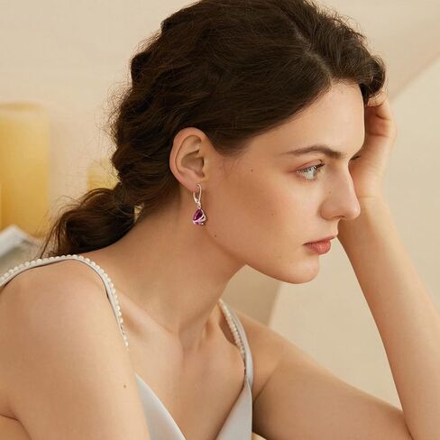 Rocayi Birthstone Dangle Drop Earrings for Women 925 Sterling Silver Teardrop Leverback Earrings Christmas Birthday Mother's Day Jewelry Gifts for Wife Girlfriend Mother Daughter Her in Kuwait