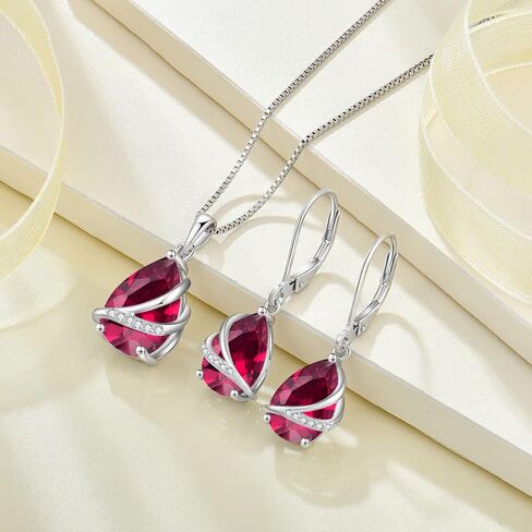 Rocayi Birthstone Dangle Drop Earrings for Women 925 Sterling Silver Teardrop Leverback Earrings Christmas Birthday Mother's Day Jewelry Gifts for Wife Girlfriend Mother Daughter Her in Kuwait