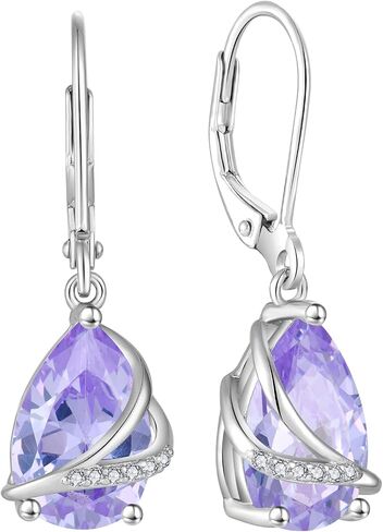 Rocayi Birthstone Dangle Drop Earrings for Women 925 Sterling Silver Teardrop Leverback Earrings Christmas Birthday Mother's Day Jewelry Gifts for Wife Girlfriend Mother Daughter Her in Saudi Arabia