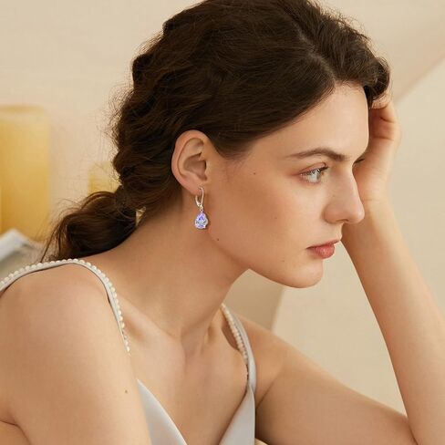 Rocayi Birthstone Dangle Drop Earrings for Women 925 Sterling Silver Teardrop Leverback Earrings Christmas Birthday Mother's Day Jewelry Gifts for Wife Girlfriend Mother Daughter Her in Saudi Arabia