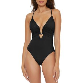 BECCA Women's Standard Color Code One Piece Swimsuit, Plunge Neck, Bathing Suits in Kuwait