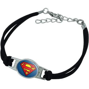 GRAPHICS & MORE Superman Classic S Shield Logo Novelty Suede Leather Metal Bracelet in Saudi Arabia