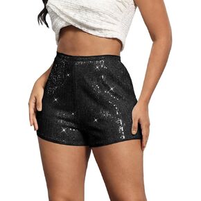 Women's Sequin Shorts Elastic High Waist Straight Leg A Line Hot Pants Sparkly Glitter Rave Party Night-Out Clubwear in Kuwait