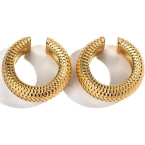 Chunky Ear Cuffs for Women Non Piercing Cartilage Earring Gold Oversized Fake Ear Cuffs for Women Large Ear Cuff Earrings for Women