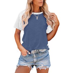 تي شيرتات نسائية كاجوال من Bingerlily بأكمام 3/4 كتلة ألوان بلوزات لطيفة ومريحة in Kuwait