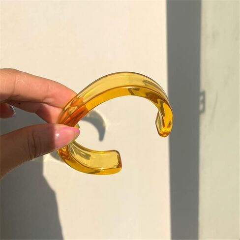 Pingyongchang Acrylic Colorful Resin Geometric Simple Open Bracelet Transparent Wide Cuff Bangle in Saudi Arabia