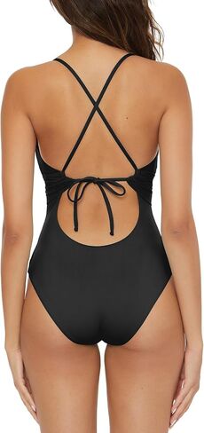BECCA Women's Standard Color Code One Piece Swimsuit, Plunge Neck, Bathing Suits in Kuwait