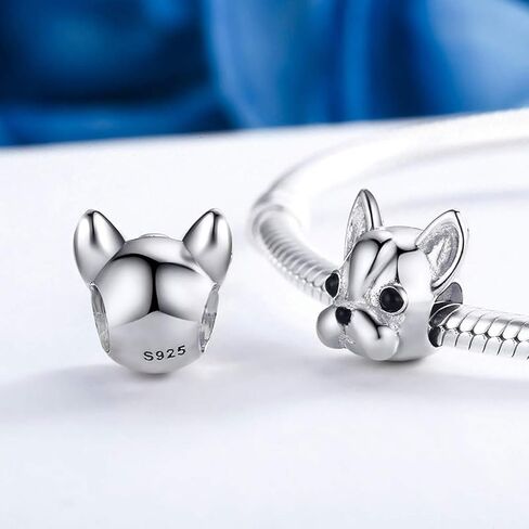FOREVER QUEEN Dog Charm 925 الفضة الاسترليني، لطيف الشركاء المخلصين الفرنسية البلدغ هزلي الحيوان الحيوانات الأليفة الخرزة سحر تناسب سحر الأساور والمجوهرات، عشاق الحيوانات in Kuwait