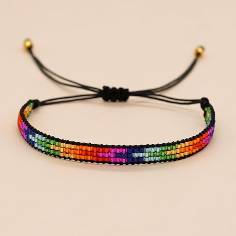 Agriajun Handmade Boho Seed Bead Friendship Strand Bracelets for Women Girls Charm Adjustable Couples String Rope Braided Bohemia Multicolor Beaded Bracelet Fashion Jewelry Gift in Saudi Arabia