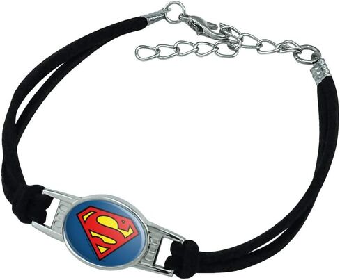 GRAPHICS & MORE Superman Classic S Shield Logo Novelty Suede Leather Metal Bracelet in Saudi Arabia