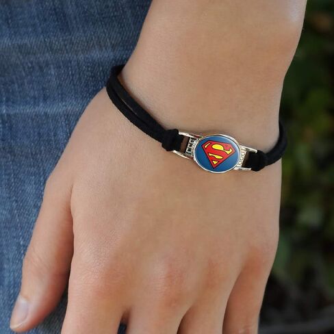 GRAPHICS & MORE Superman Classic S Shield Logo Novelty Suede Leather Metal Bracelet in Saudi Arabia