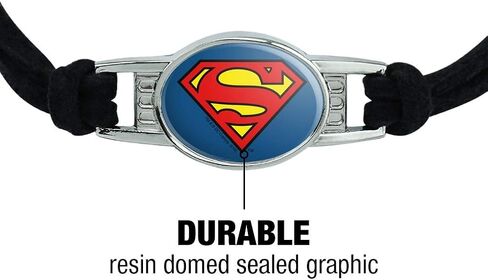 GRAPHICS & MORE Superman Classic S Shield Logo Novelty Suede Leather Metal Bracelet in Saudi Arabia
