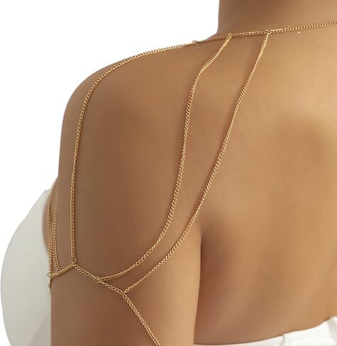 سلسلة كتف بسيطة بنمط بوهو مزينة بشراشيب معدنية بطبقات من اعلى الذراع، سوار زفاف متعدد الطبقات بشرابة سلسلة كتف صيفية للجسم مجوهرات للنساء in Kuwait