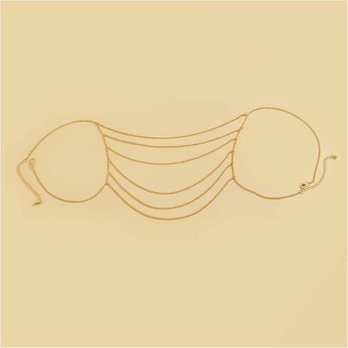 سلسلة كتف بسيطة بنمط بوهو مزينة بشراشيب معدنية بطبقات من اعلى الذراع، سوار زفاف متعدد الطبقات بشرابة سلسلة كتف صيفية للجسم مجوهرات للنساء in Kuwait