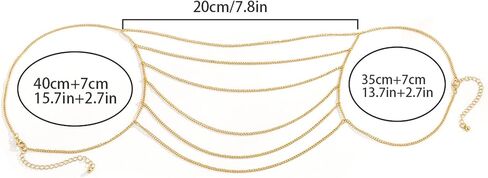 سلسلة كتف بسيطة بنمط بوهو مزينة بشراشيب معدنية بطبقات من اعلى الذراع، سوار زفاف متعدد الطبقات بشرابة سلسلة كتف صيفية للجسم مجوهرات للنساء in Kuwait