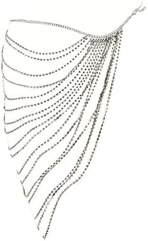 Women silver rhinestone waist chain beach layered body chain fashion beach party waist jewelry in Kuwait