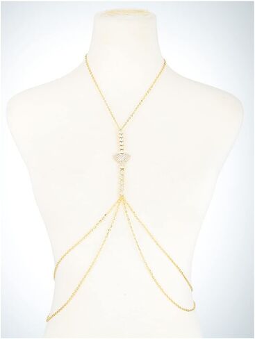 سلسلة الجسم المثيرة للعين من Blindery سلسلة كريستال على شكل قلب للبطن سباركلي الخصر مجوهرات للجسم سلاسل قلادة لامعة للنساء والفتيات (قلب، ذهبي) in Kuwait