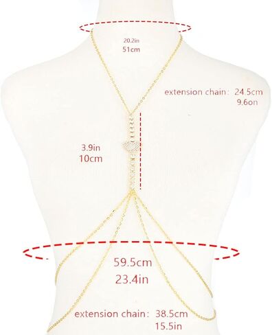 سلسلة الجسم المثيرة للعين من Blindery سلسلة كريستال على شكل قلب للبطن سباركلي الخصر مجوهرات للجسم سلاسل قلادة لامعة للنساء والفتيات (قلب، ذهبي) in Kuwait