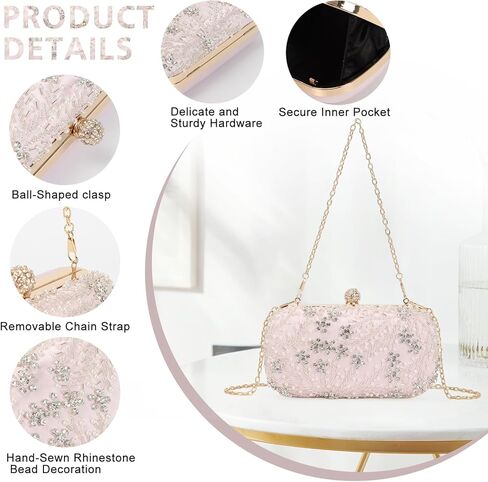 Lanpet المرأة كريستال مطرز مساء حقيبة الزفاف مخلب المحفظة الزفاف حفلة موسيقية حقيبة يد in Kuwait