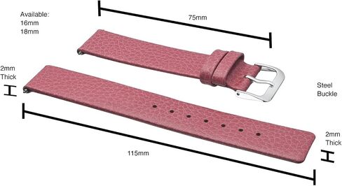 STUNNING SELECTION ALPINE Genuine leather watch band - Smooth flat leather watch strap 12mm, 14mm, 16mm, 18mm, 20mm - black, tan, burgundy, pink, blue, green, purple, yellow in Kuwait